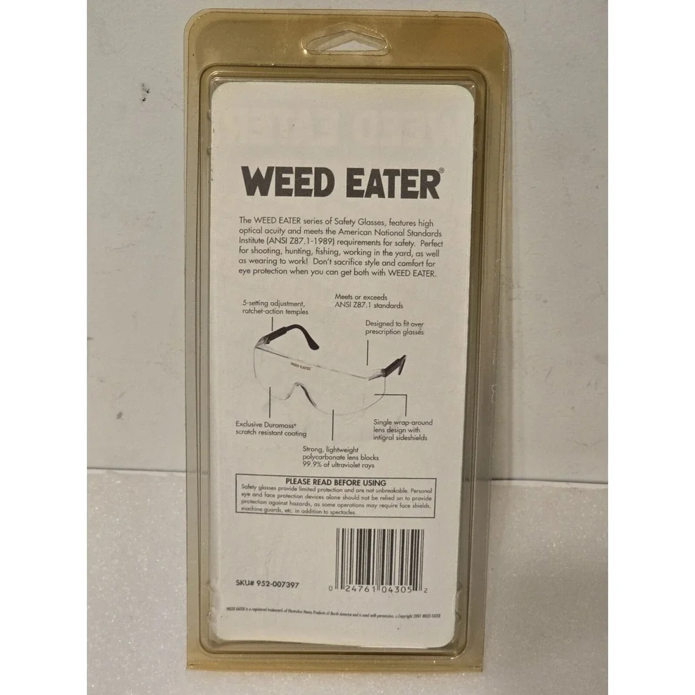 Weed Eater Safety Glasses Official NEW Clear